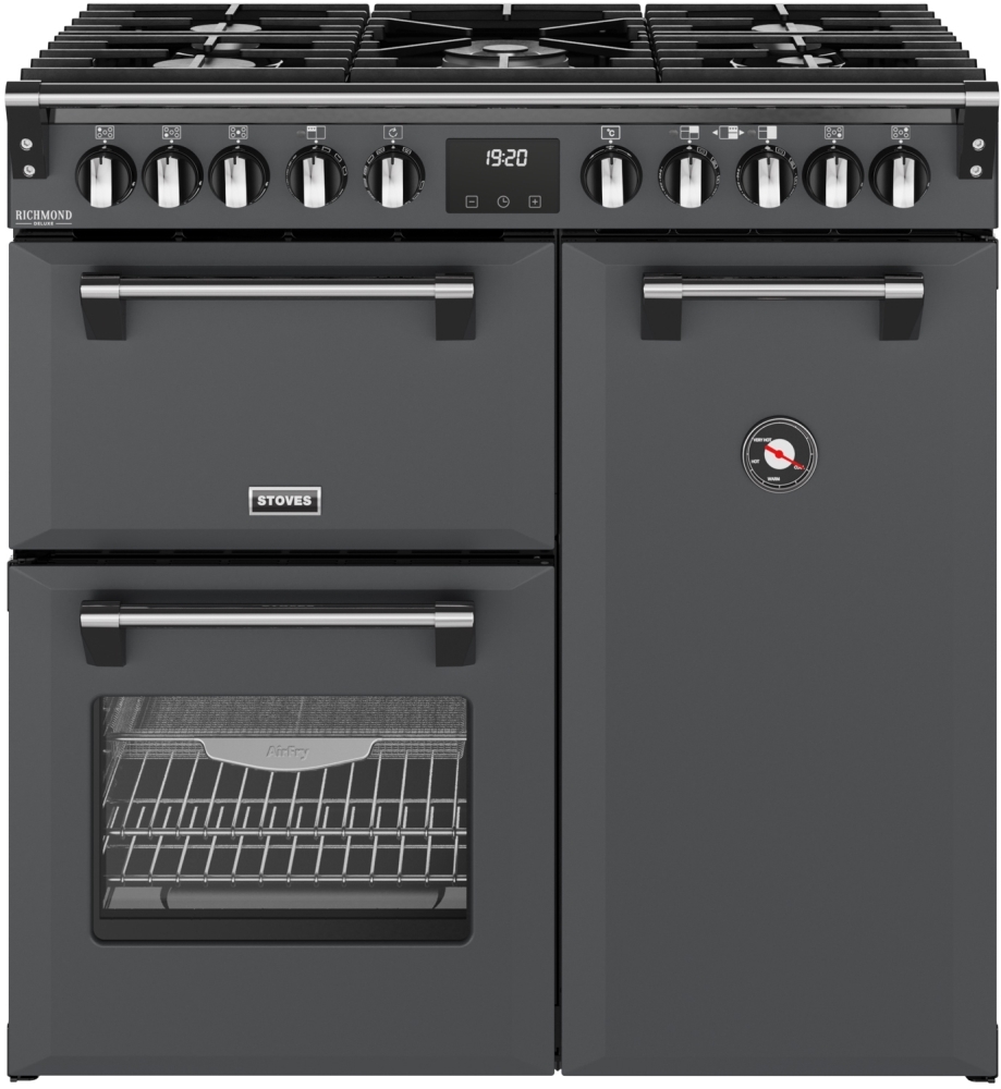 Stoves DX RCA RICH 90DF AGR 90cm Dual Fuel Range Cooker - Anthracite Grey - 5 Gas Burners - 3 Ovens DX RCA RICH 90DF AGR