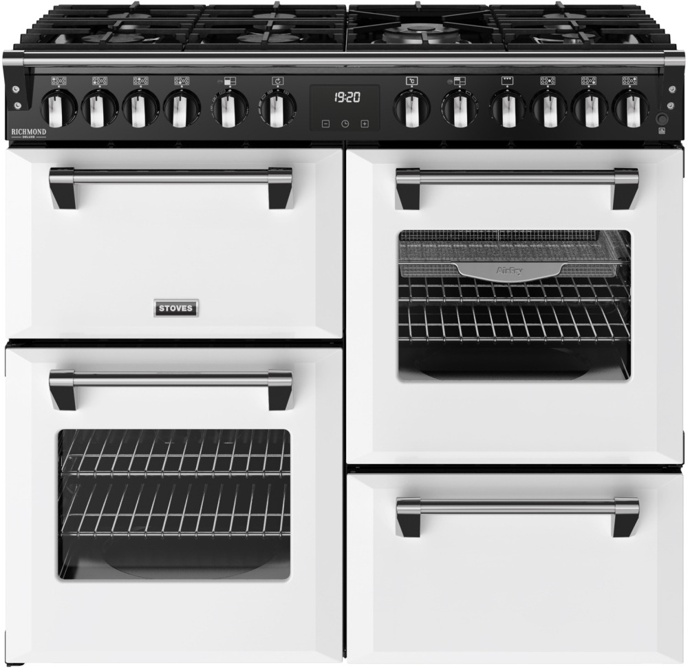 Stoves 100cm Dual Fuel Range Cooker - 7 Gas Burners - 4 Ovens - Ice White DX RCA RICH 100DF IWH