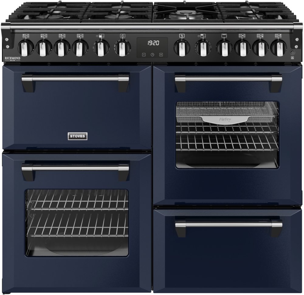 Stoves DX RCA RICH 100DF MBL 100cm Midnight Blue Dual Fuel Range Cooker - 7 Gas Burners - Quad Oven DX RCA RICH 100DF MBL