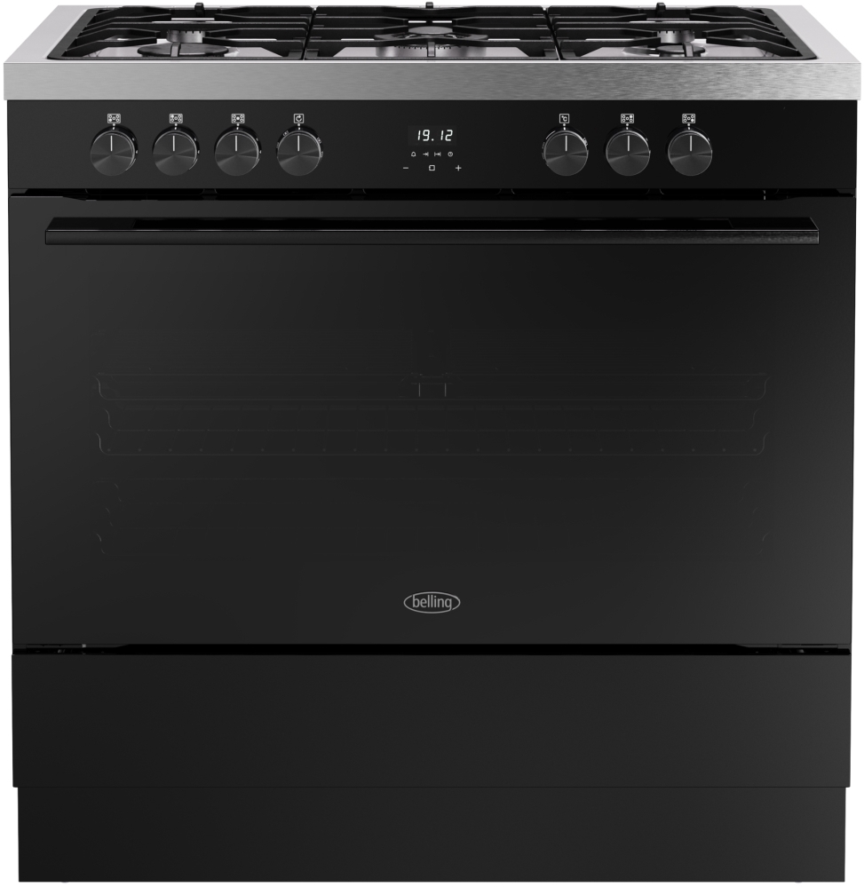 Belling - 90cm Dual Fuel Range Cooker - Gas Hob - Black Steel BEL RCA VISION SGL
