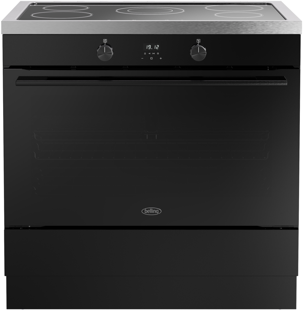 Belling 90cm Induction Range Cooker - Black - 133L Oven Capacity - 5 Zone Induction Hob BEL RCA VISION SGL