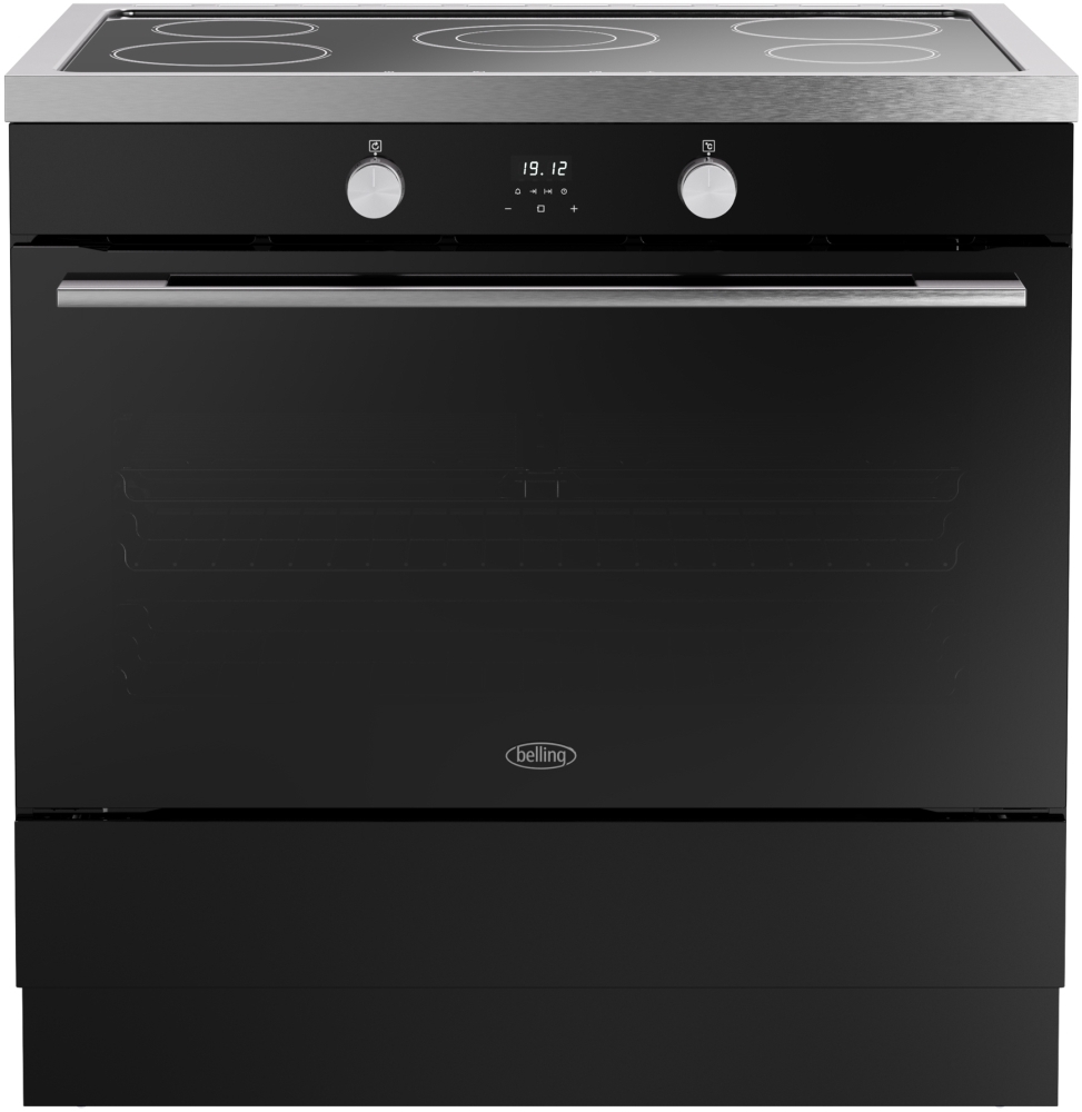 Belling 90cm Induction Range Cooker - Black - 133L Multifunction Oven - 5 Zone Induction Hob BEL RCA VISION SGL