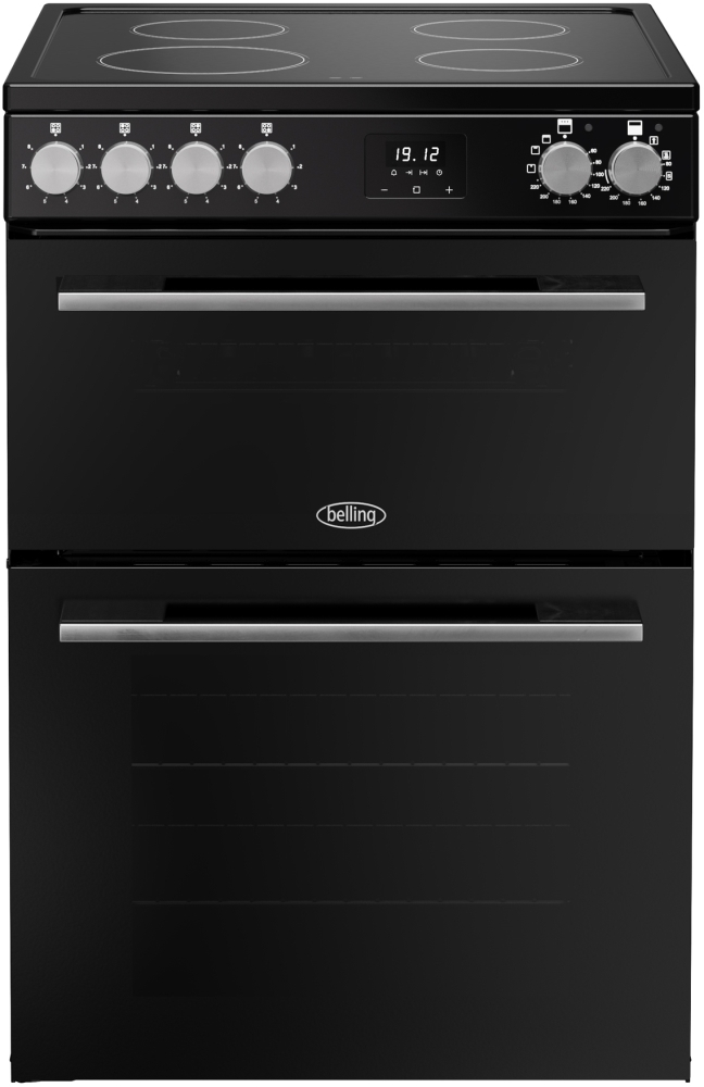 Belling - Double Oven Electric Cooker - Ceramic Hob - 60cm - Black - 68L Oven Capacity FSA VISION 60E BSS