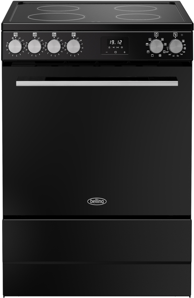 Belling - Electric Cooker - Induction Hob - 68L Oven - Black & Silver Steel FSA VISION SGL