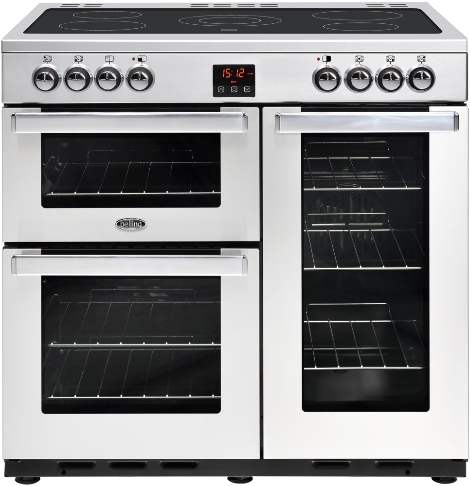 Belling Cookcentre 90E Professional Stainless Steel 90cm Ceramic Range Cooker, A Rated