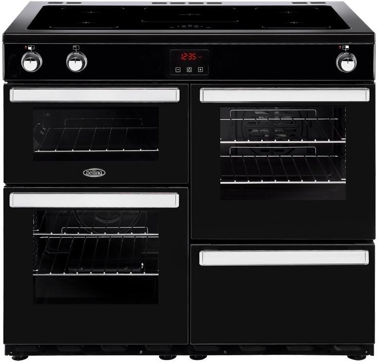 Belling Cookcentre 100Ei Black 100cm Induction Range Cooker, A Rated