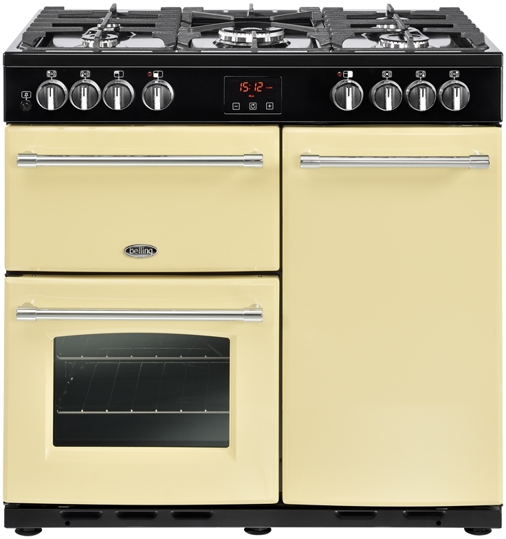 Belling Farmhouse 90DFT Cream 90cm Dual Fuel Range Cooker, A Rated