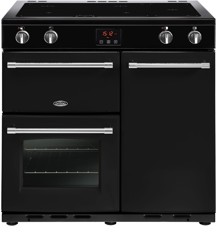 Belling Farmhouse 90Ei Black 90cm Induction Range Cooker, A Rated