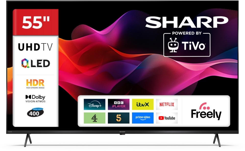 Sharp 4T-C55HM5245KB 55" QLED Smart TV, 4K Ultra HD, Black, F Rated