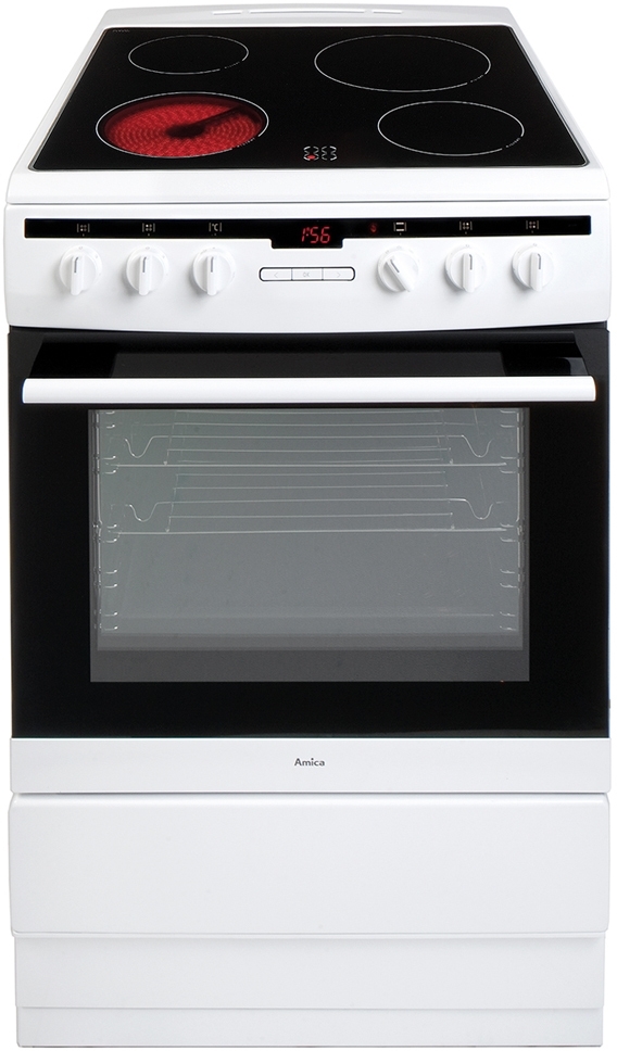 Amica 60cm Electric Cooker - White - Ceramic Hob - 65L Oven - Image 4