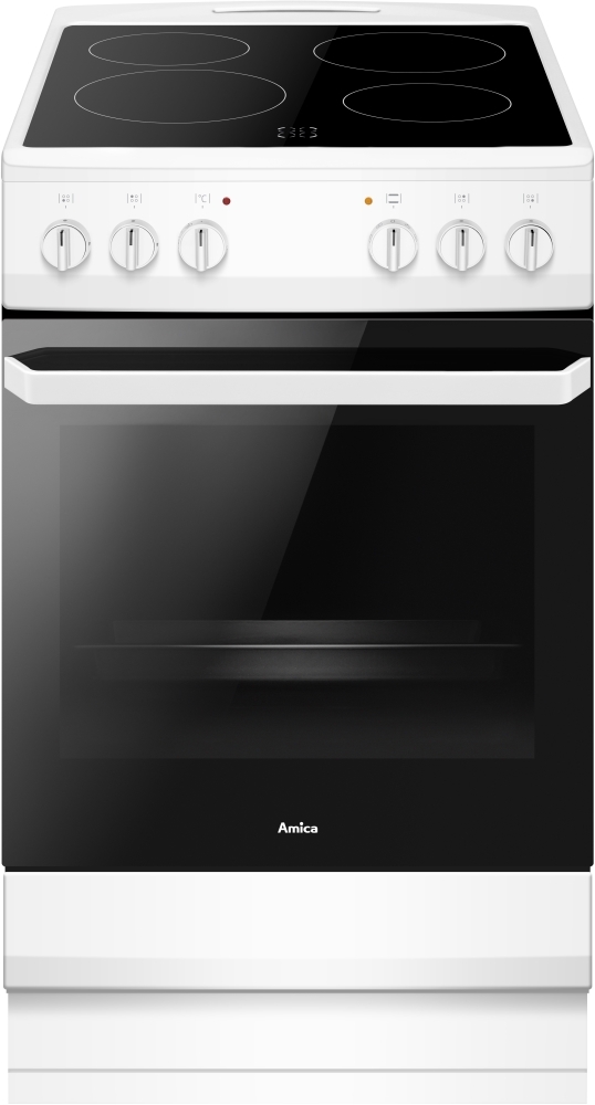 Amica AFC1530WH 62L Ceramic Electric Cooker - White - 4 Zone Hob AFC1530WH