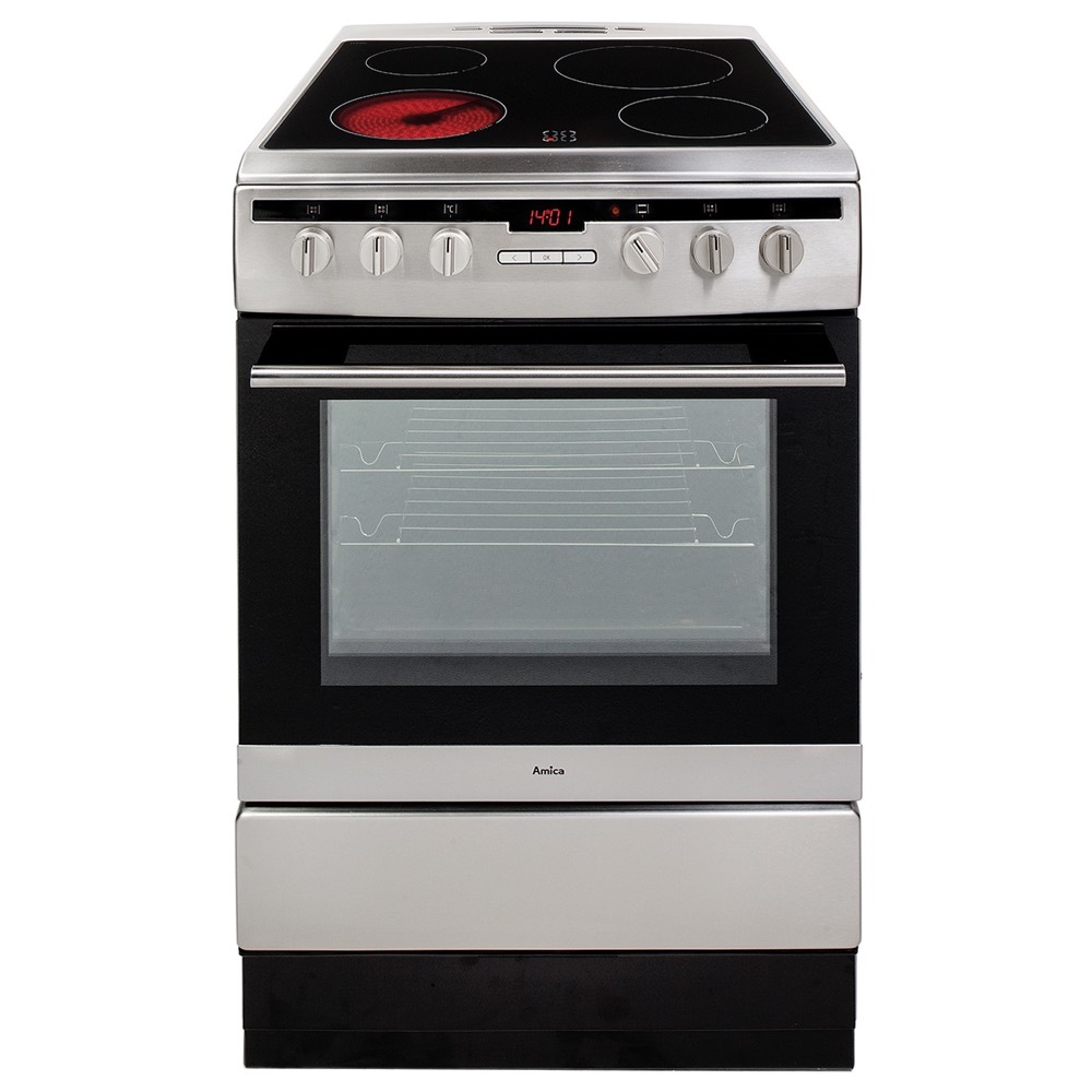 Amica 608CE2TAXX Electric Cooker with Single Oven, Stainless Steel