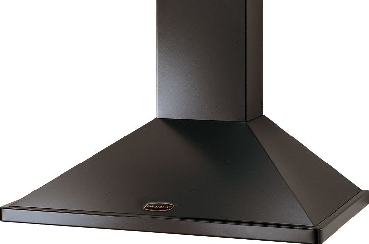 Rangemaster LEIHDC90BB Black / Brass 90cm Chimney Cooker Hood - 240-460 m3/h Extraction - Ducted/Recirculating LEIHDC90BB Black / Brass