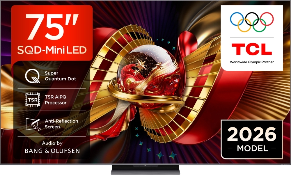 TCL 75C8L-UK 75" SQD-Mini LED Smart TV, 4K Ultra HD, Black, D Rated