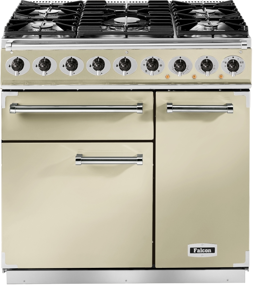 Buy Falcon 900 Deluxe Cream Chrome 90cm Dual Fuel Range Cooker (77050