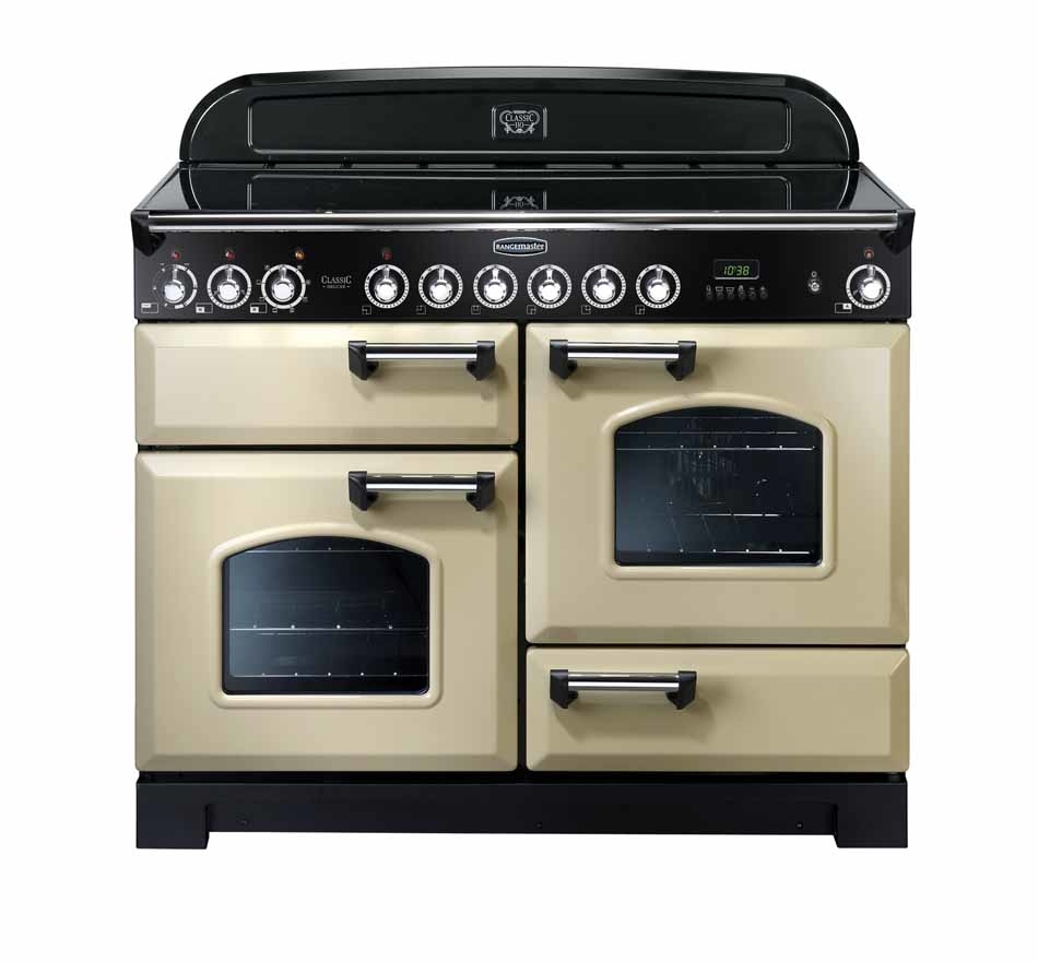 Rangemaster Classic Deluxe CDL110ECCR/C 110cm Ceramic Range Cooker Cream / Chrome, A Rated