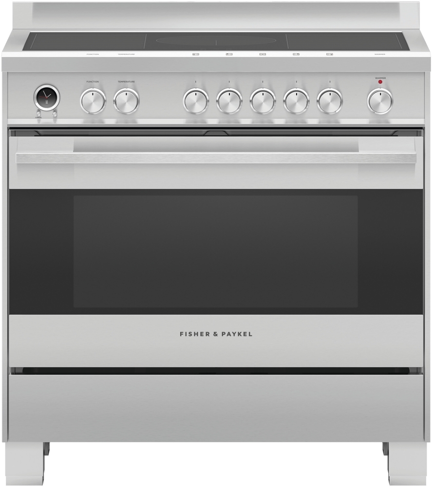 Fisher & Paykel 90cm Induction Range Cooker Stainless Steel 5 Zones Pyrolytic Cleaning