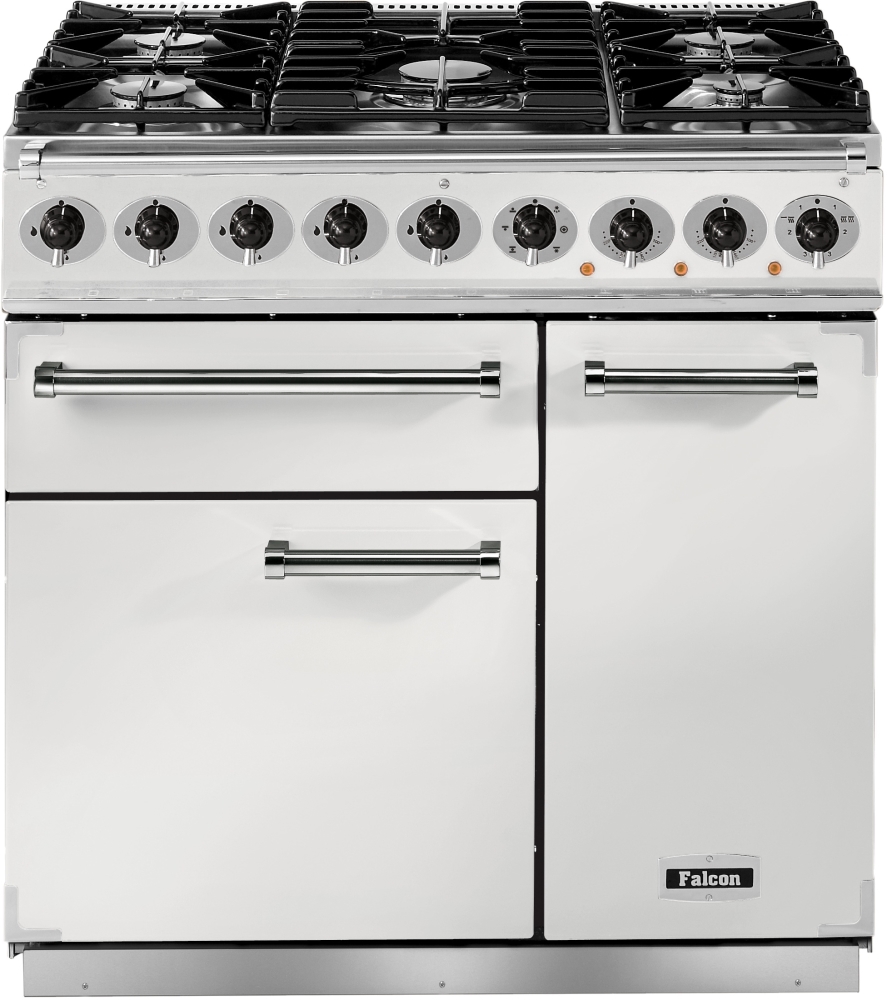 Buy Falcon 900 Deluxe Ice White Brushed Chrome 90cm Dual Fuel Range