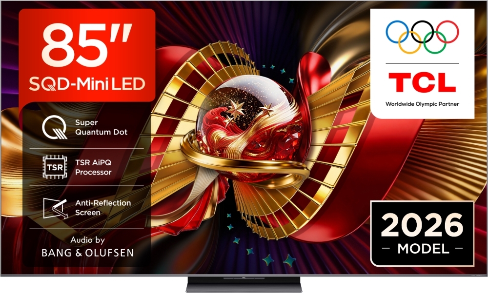 TCL 85C8L-UK 85" SQD-Mini LED Smart TV, 4K Ultra HD, Black, E Rated