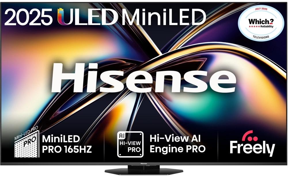 Hisense 85U8QTUK 85" ULED Mini LED Smart TV, 4K Ultra HD, Black, C Rated