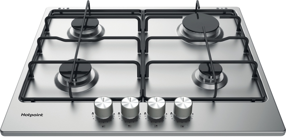 Hotpoint 4 Burner Gas Hob Silver 59cm Wide PPH60PFIXUK
