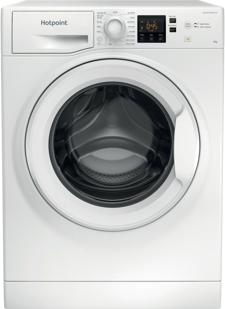 Hotpoint Nswm 846 W Uk Anti-Stain 8Kg Washing Machine, 1400Rpm, A Rated, White - Steam Hygiene & Refresh - Image 6