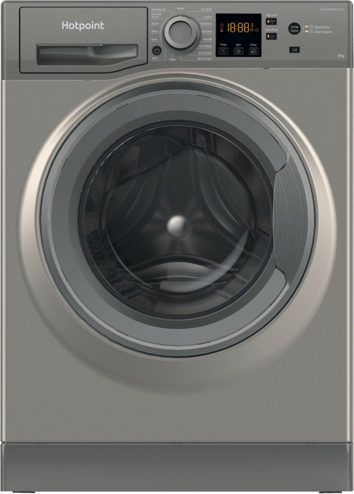 Hotpoint 8 kg Graphite Washing Machine 1400 RPM NSWM 846 GG UK