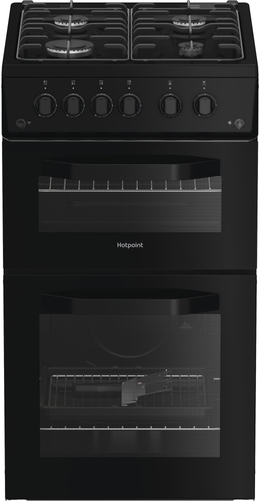 Hotpoint HTG5GCB Gas Cooker with Separate Grill 50cm Black 4 Zone Hob