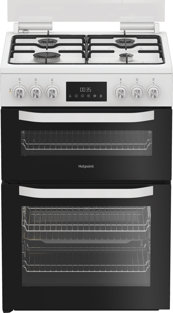 Hotpoint HDD6GDC2W Gas Hob Double Oven 60cm White Cooker HDD6GDC2W