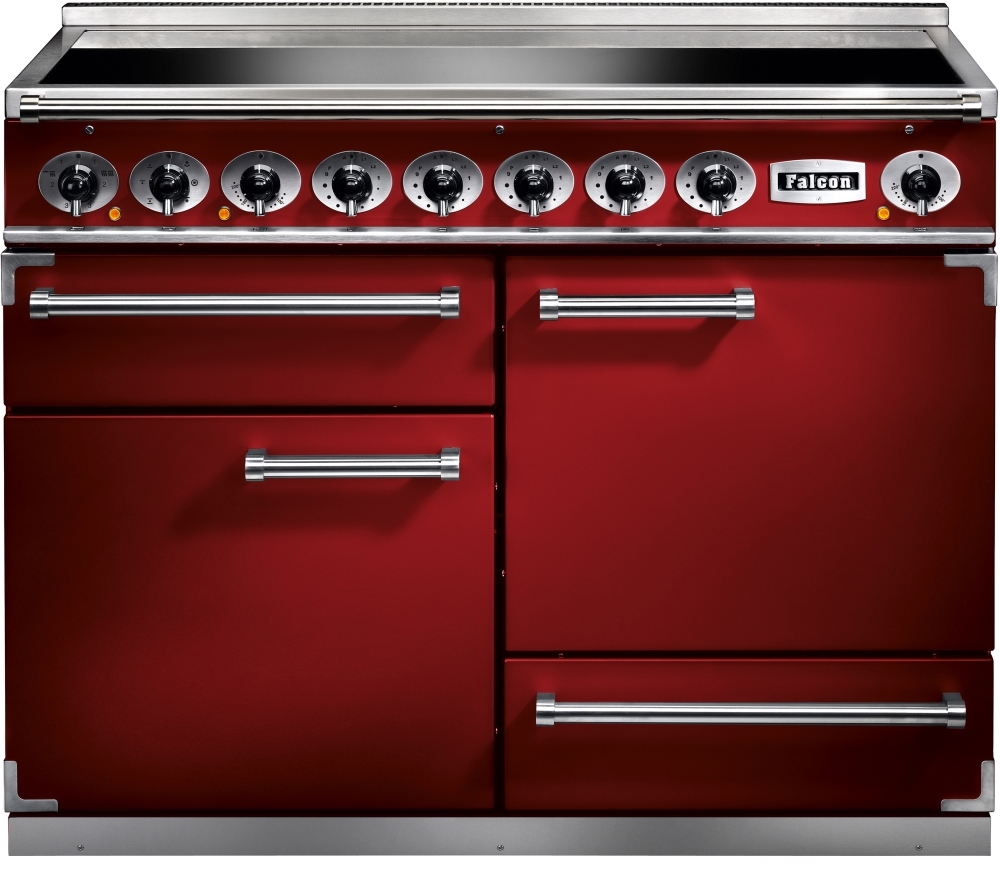 Buy Falcon 1092 Deluxe Cherry Red Brushed Chrome 110cm Induction Range