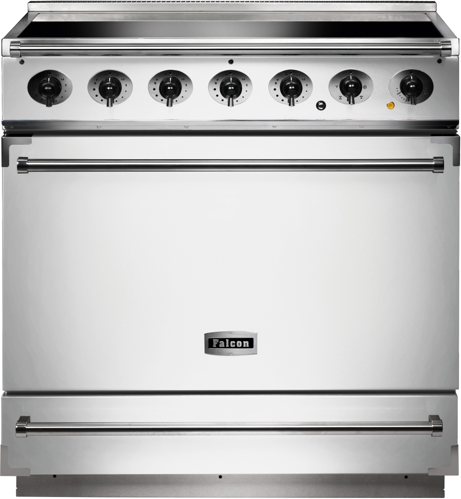 Buy Falcon 900S Ice White Brushed Chrome 90cm Electric Induction Range