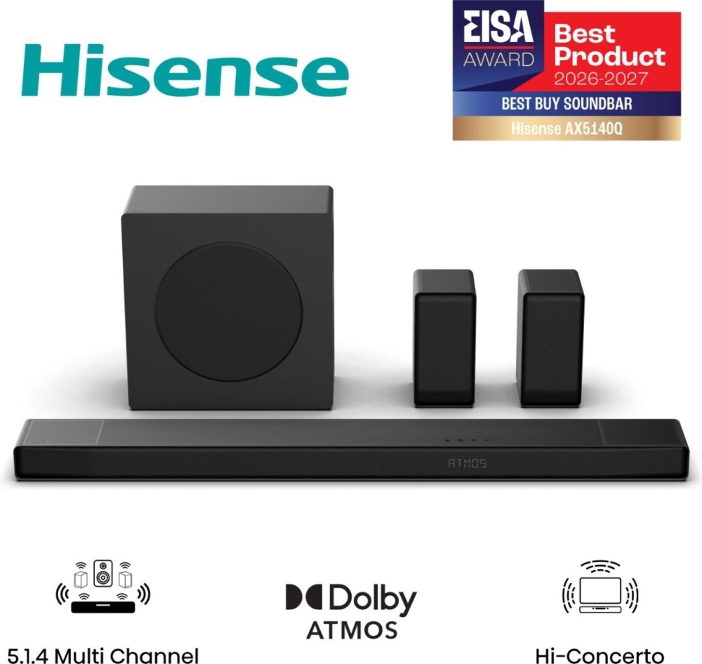 Hisense Ax5140q Ax Series 5.1.4 Channel Soundbar With Rear Speakers & Subwoofer - Image 8