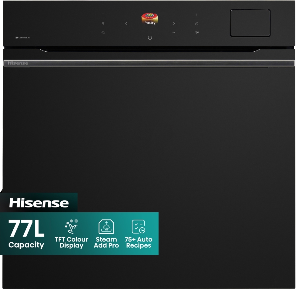 Hisense BAS6PH8BUKWF Built-in Single Electric Oven - Pyrolytic Cleaning - 77L - Black - Image 3