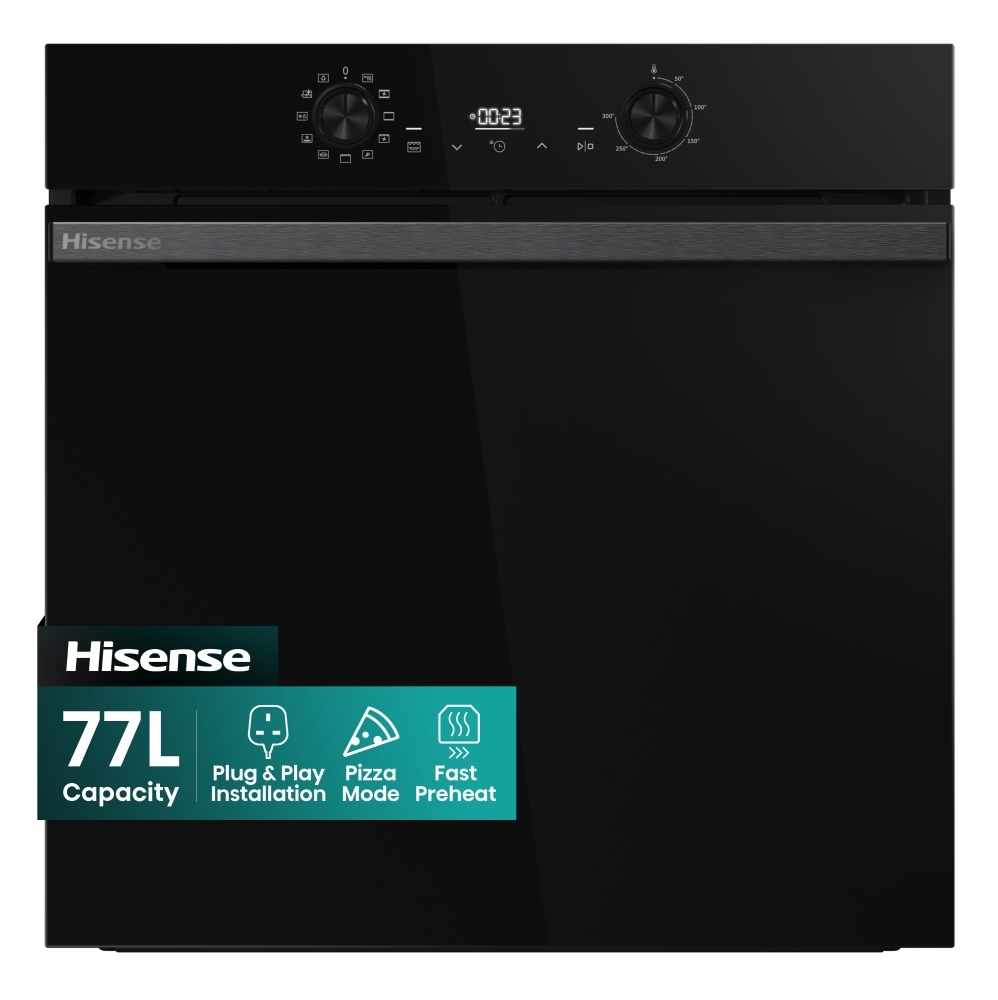 Hisense - BI622ABPGUK - Built-In Electric Single Oven - 77L Capacity - Black BI622ABPGUK