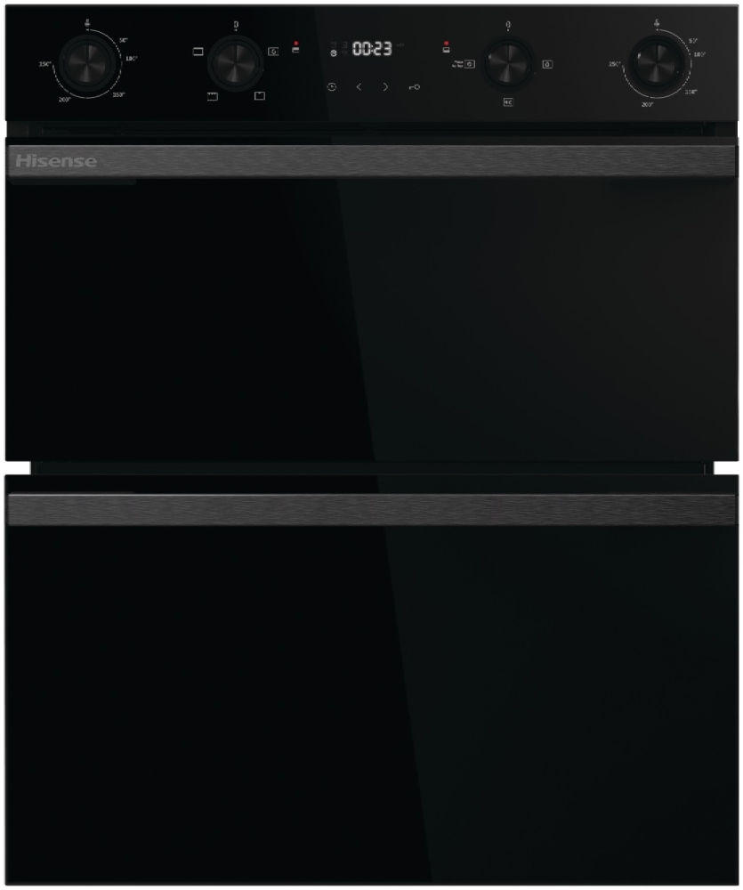 Hisense BUD714221CDBG Built-Under Electric Double Oven - 72L Total Capacity - Air Fry - Jet Black Glass BUD714221CDBG