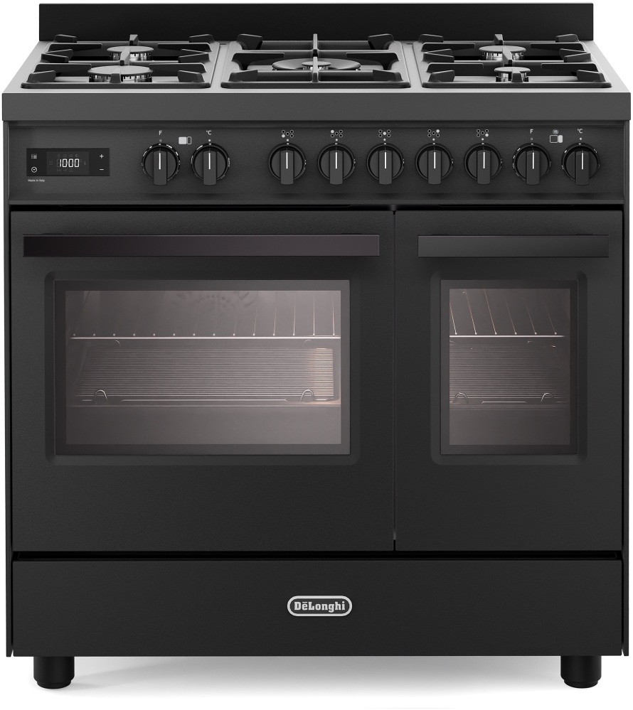 DeLonghi 90cm Dual Fuel Range Cooker - Gas Hob - 5 Zones - Anthracite PRO 965T MAA