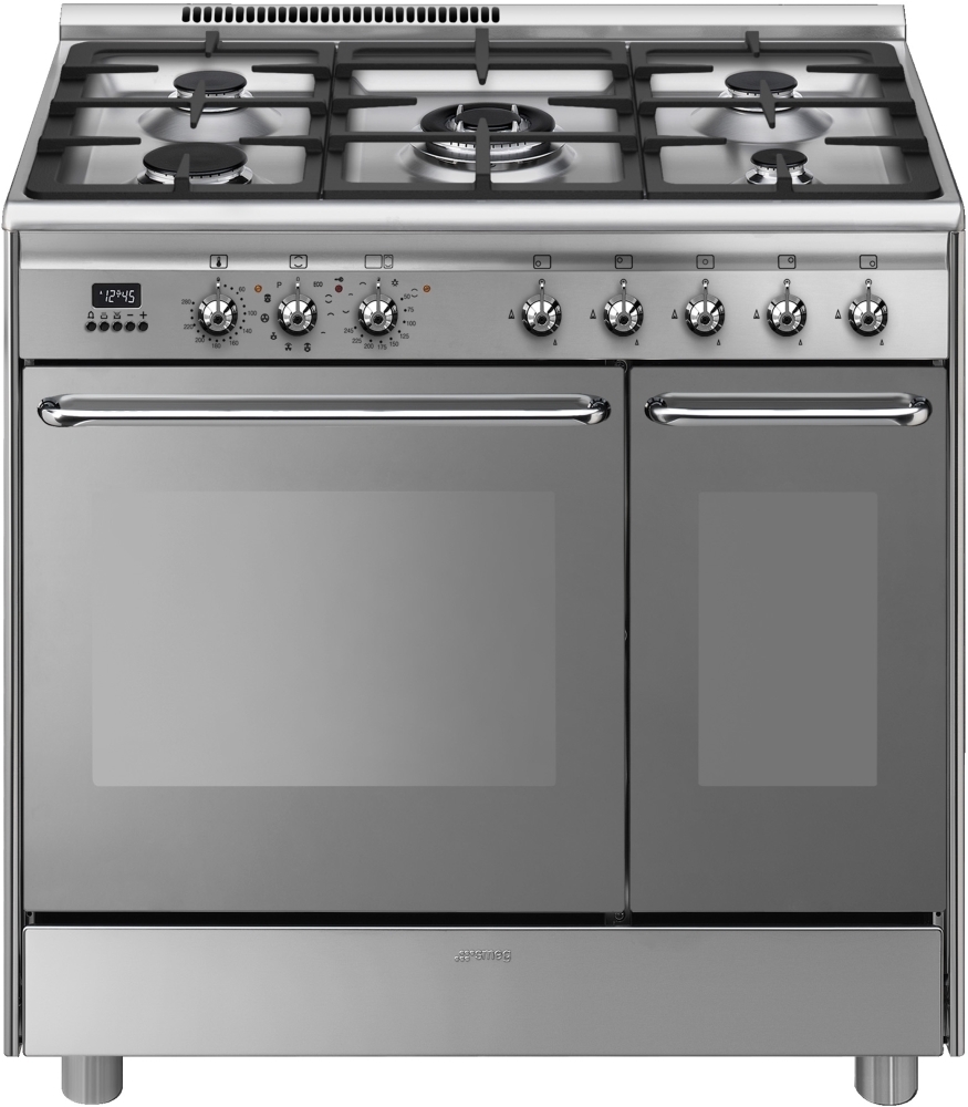 Smeg CG92PX9 90cm Dual Fuel Range Cooker, Stainless Steel, A Rated