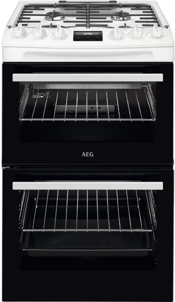 AEG CGX1130ACW 60cm Double Oven Gas Cooker - 4 Gas Burners - White CGX1130ACW
