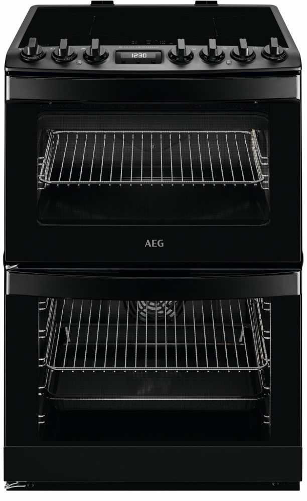 AEG CIB6743MCB Induction Hob Double Oven Freestanding Cooker - 60cm Width - Matt Black CIB6743MCB