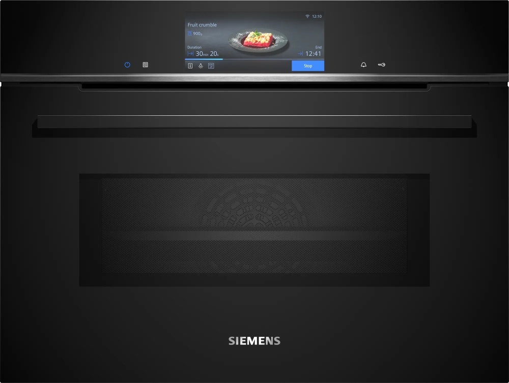 Siemens CM778GNB1B iQ700 Compact Oven with Microwave - 45L, 900W Microwave, TFT Display, Voice Control, Hydrolytic & Pyrolytic Cleaning, Black CM778GNB1B iQ700