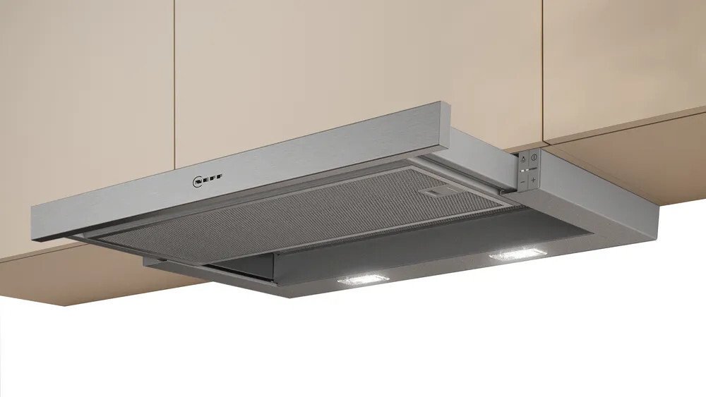 Neff D46ED22N1B Telescopic Cooker Hood, Silver Metallic, A Rated