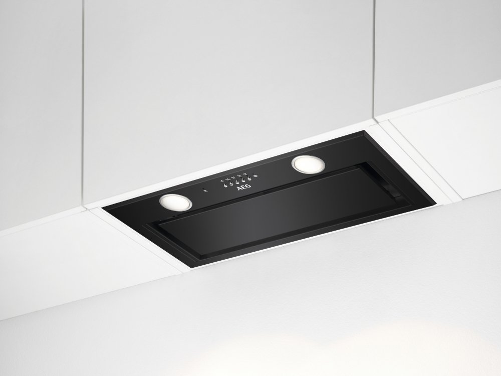 AEG DGE5661HB Canopy Cooker Hood - 60cm Width - 700 m3/h Extraction - Hob2Hood Function - Black DGE5661HB 6000 Hob2Hood