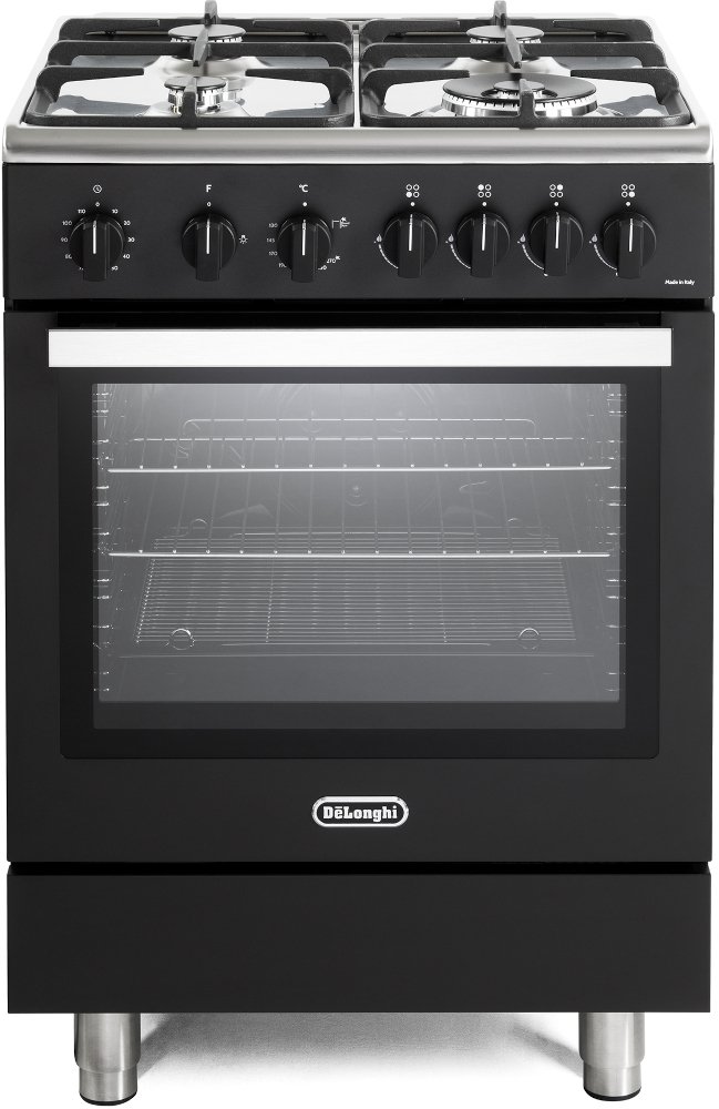 DeLonghi DSC 626G-1 Black Freestanding Gas Cooker - 4 Burners - 71L Single Oven DSC 626G-1 Black