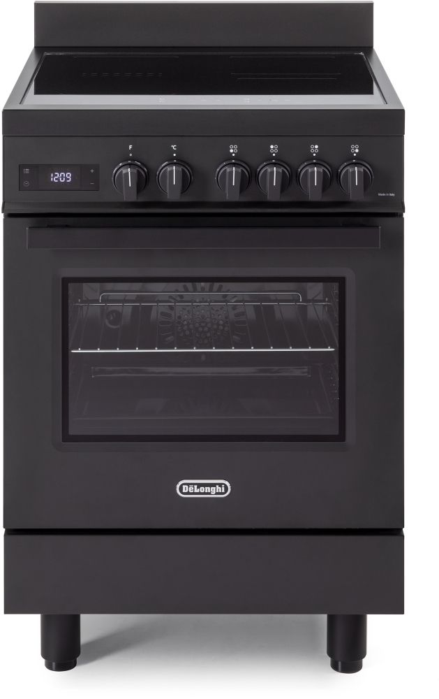 DeLonghi DSC 626IND-1-BL Induction Electric Cooker with Single Oven, 60cm, Black - DSC626IND-1BL