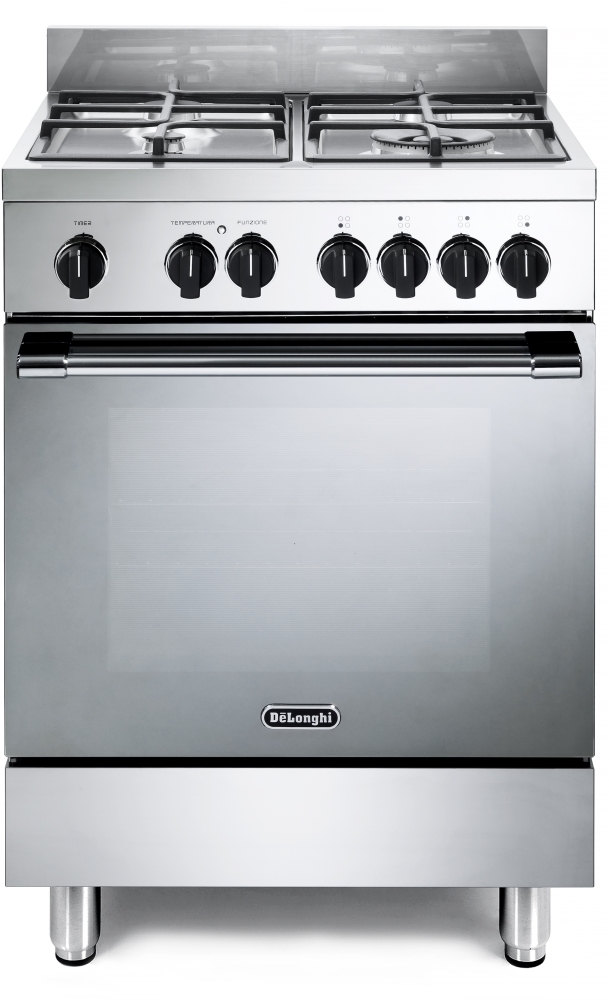 DeLonghi DSC 626MLX-1 60cm Dual Fuel Cooker - 74L Oven Capacity - 4 Gas Burners - Stainless Steel DSC 626MLX-1 Modern