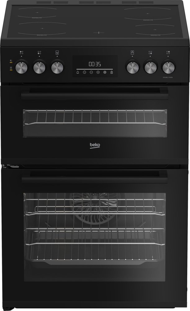 Beko EDC6731K 60cm Double Oven Electric Cooker with Vitroceramic Hob - Black - Image 3
