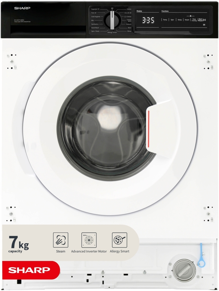 Sharp Es-Nih714bwa-En 7Kg Washing Machine White 1400Rpm A Rated - Allergy Smart Germ-Kill, Quiet Inverter Motor - Image 3
