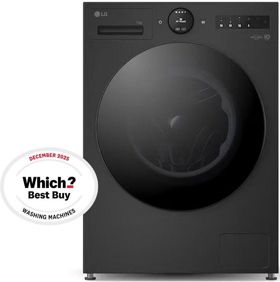 LG F4X7011TBB 11kg Washing Machine - 1400 RPM Spin - Matte Black F4X7011TBB
