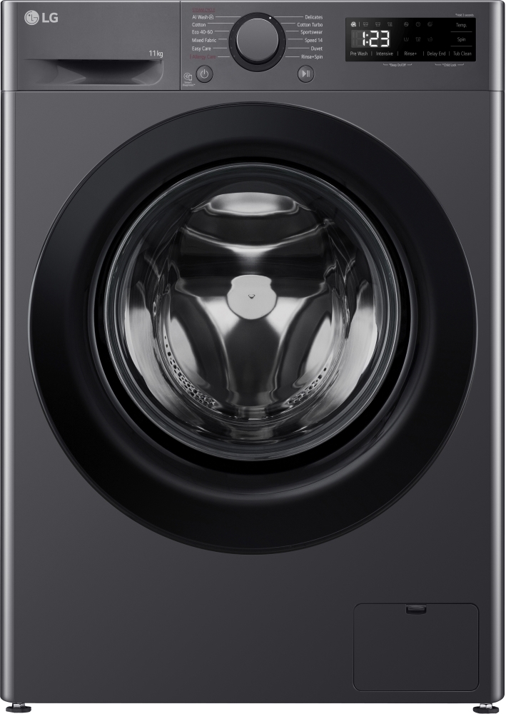 LG 11kg Washing Machine 1400 Spin TurboWash Steam Slate Grey F4Y511GBLN1