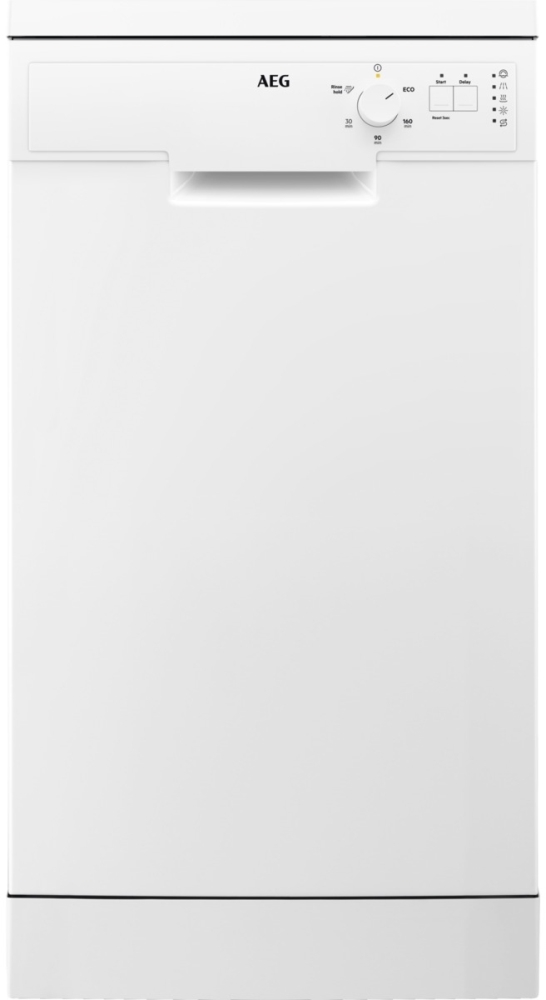 AEG FFX52507ZW 5000 AirDry Slimline Dishwasher, 10 Place Settings, White, E Rated, Freestanding